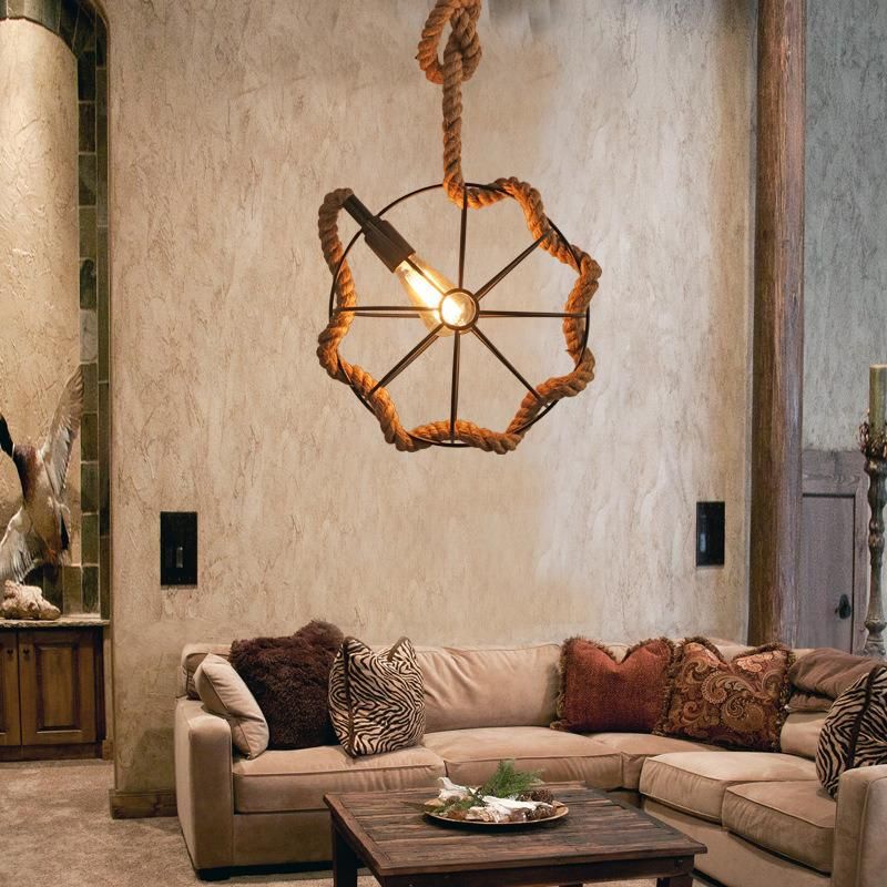 Iron Ball Chandelier Creative Bar Coffee American Retro Industrial Dining Table Drop Rope Chandelier (WH-VP-102)