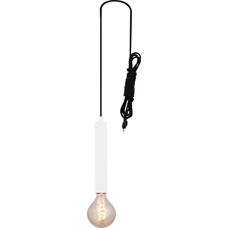 Modern Industrial Mini Pendant Light Vintage Socket E27 Lampholder with 5m Black Braid Plug Cable Pendant Light Cord Adjustable Hanging Light Kit (Matt White)