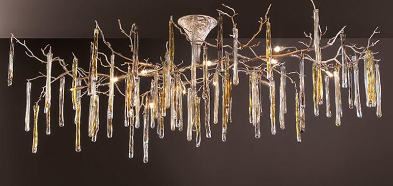 European Villa Stairs Copper Crystal Glass Chandeliers Lighting