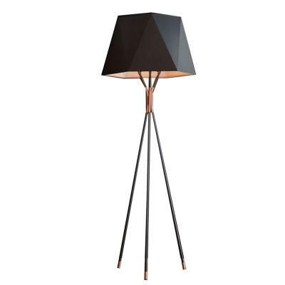 Modern Luxury Indoor Black Metal Fabric Shade Large Floor Lamp