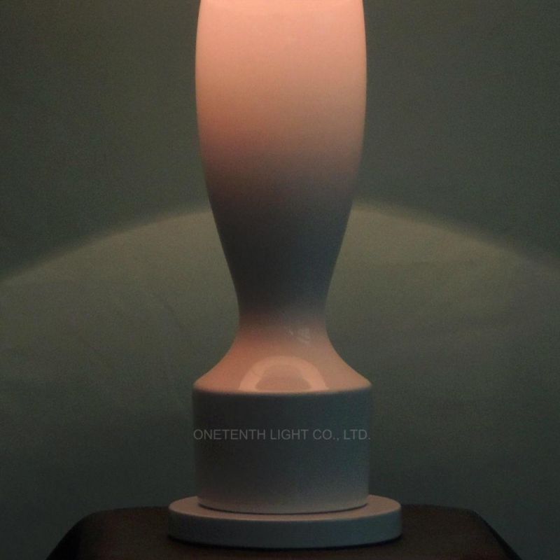 White Ceramic and Fabric Shade Fluorescent Desk Lamp Interior Lighting