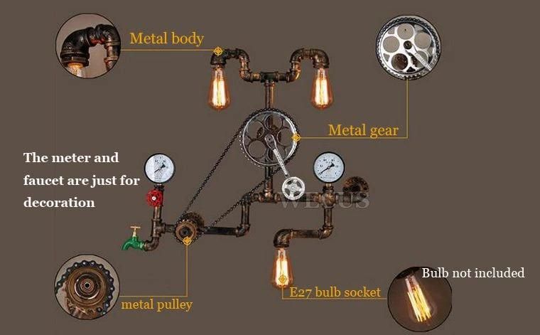 Vintage Retro Loft Industrial Wind Light Personality Water Pipe Wall Lamp (WH-VR-24)