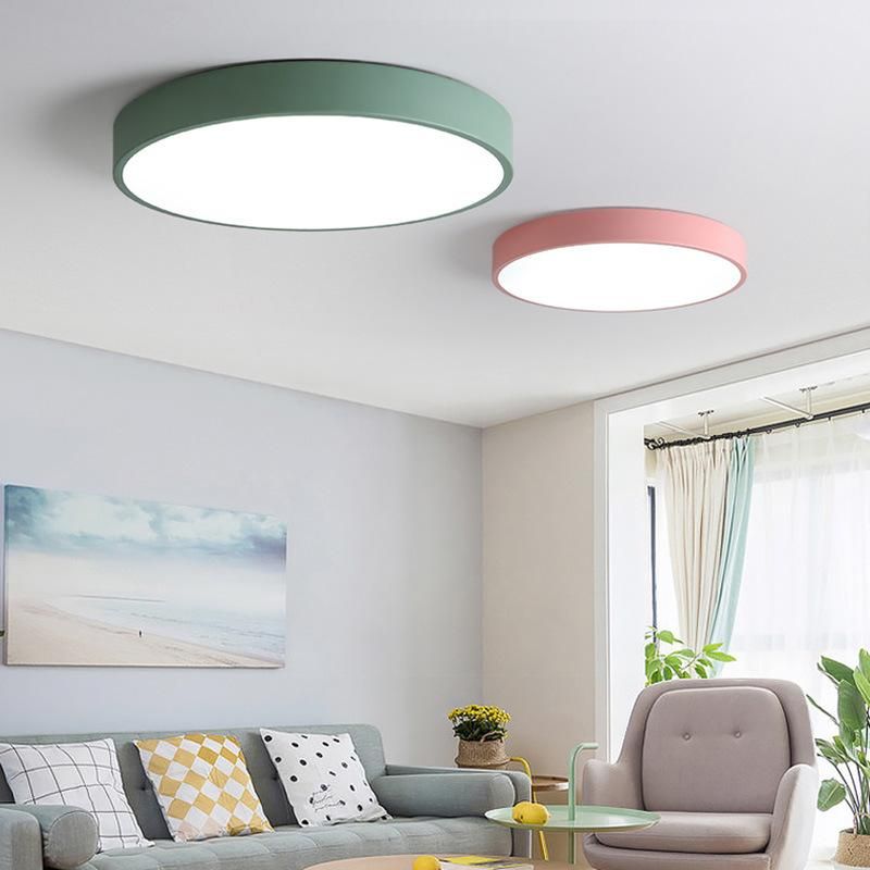 Living Room Bedroom Kids Room Macaroon Round Surface Ultra Thin LED Ceiling Light (WH-MA-01)