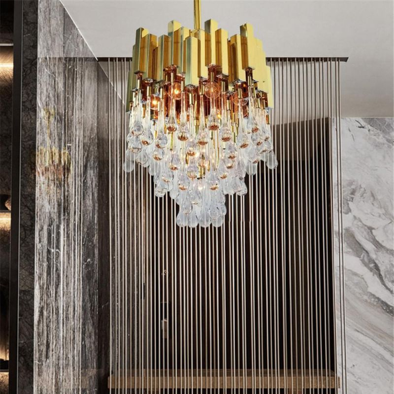 Light Luxury Entrance Crystal Glass Golden Small Bedroom Balcony Luxury Water Drop Chandelier