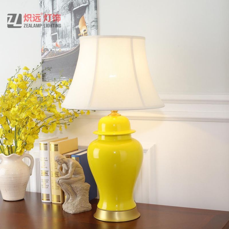 Traditional Ceramic Yellow Temple Jar Decorative Table Light (TL8002)