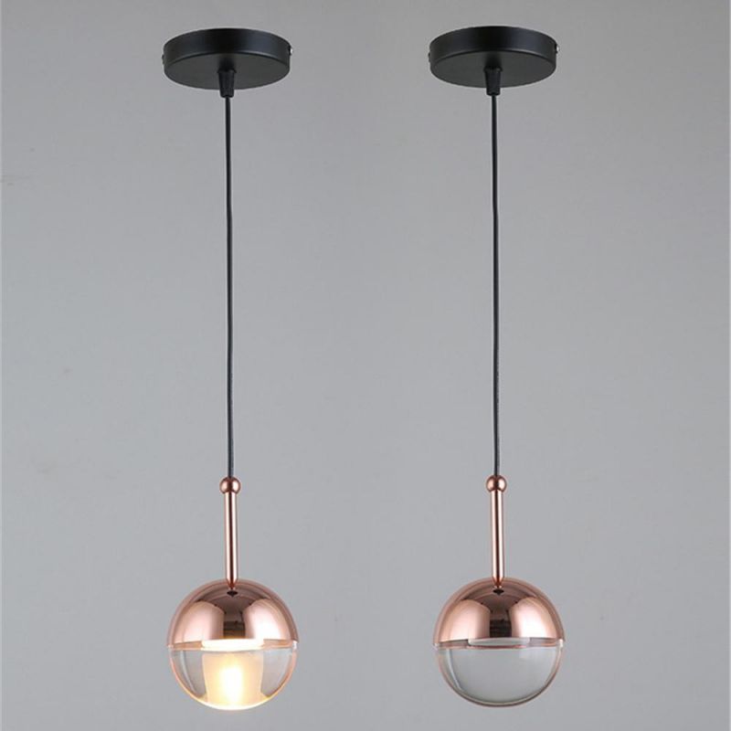 Modern LED Pendant Lights Hanging Metal Ball Glass Pendant Lamp Nordic Simplicity Home Decor Bedroom Bedside Light Fixture