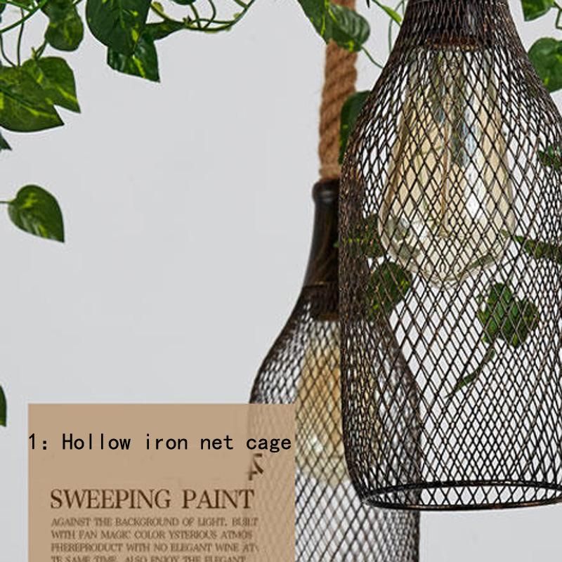 Retro Industrial Style Twine Chandelier Coffee Shop Green Plant Creative Personality Barbecue Garden Hanging Lamp (WH-VP-157)
