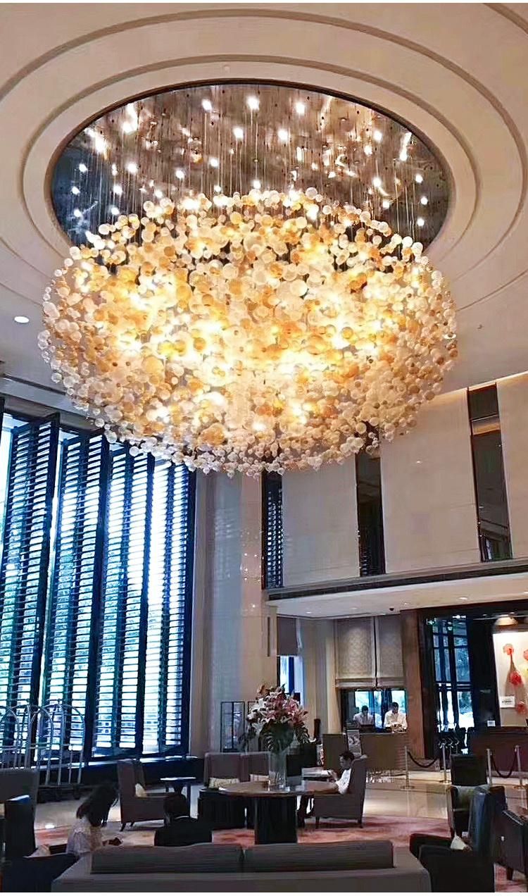 Glass Ball High Quality Decorative Villa Dining Exhibition Hall Custom Project Luxury LED Chandelier Lamp