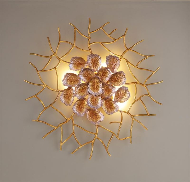 Custom Nordic Daylight Baran Maple Leaf Copper Recessed LED Wall Lamp