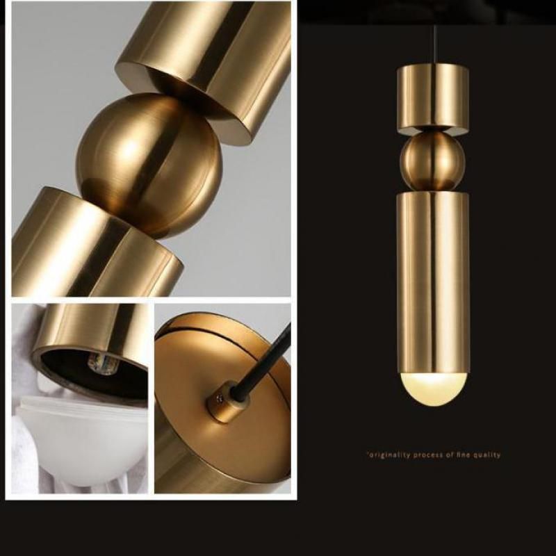 Nordic Simple Gold Pendant Light Loft Single Long Wire Light Head Bedside Kitchen Drop LED Pendant Light (WH-AP-253)