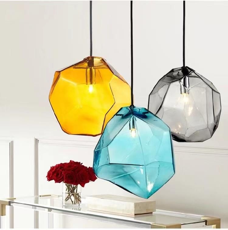 Modern Simple Color Glass Chandelier Drop Light Dome Glass Droplight Home Lighting Pendant Lamp