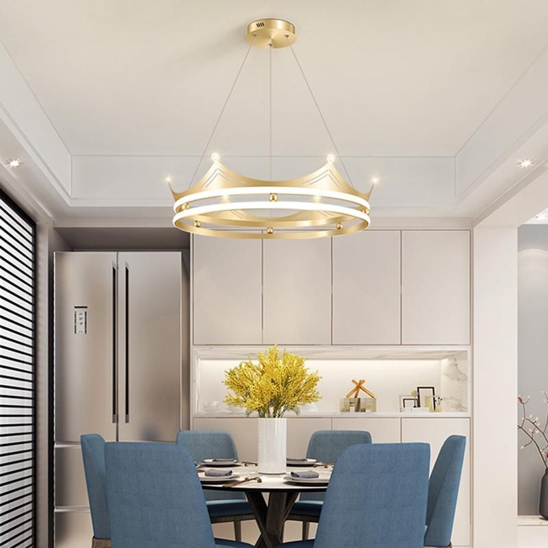 Crown Design Modern Style Living Room Chandelier Bedroom Pendant Lamp