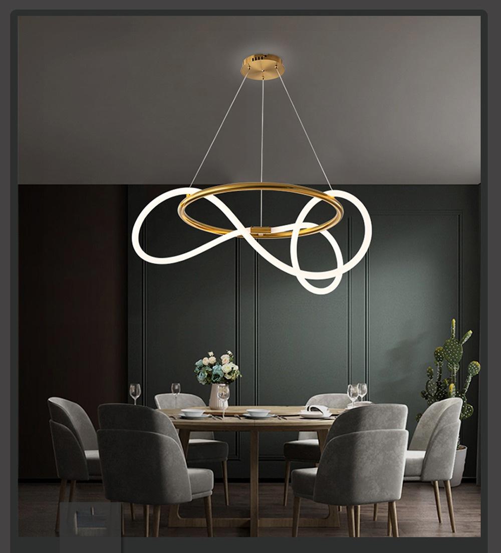 Nordic Postmodern Minimalist Light Luxury Strip Restaurant Chandelier Designer Simple Bar Living Room Line Note Chandelier