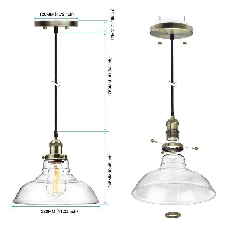 Jlc-8014 Industrial Edison Clear Glass Shade Pendant Lamp