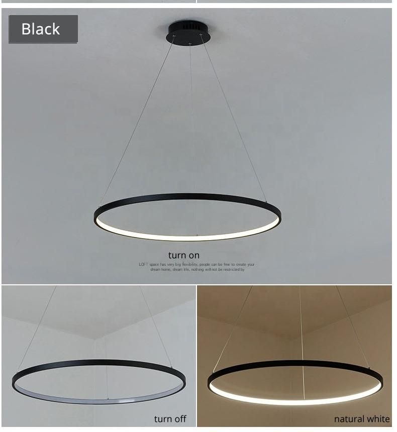 Indoor Modern Circular Ring Chandelier 1 - 3 Rings Pendant Light Home Hotel Lighting