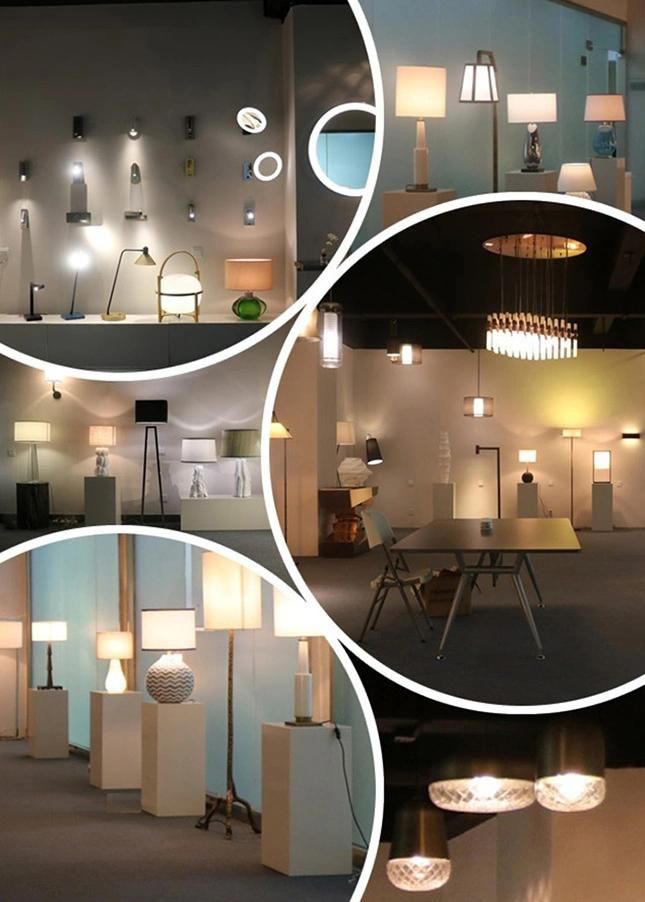 White Ceramic Body Fabric Shade with blue Trimming Table Lamp