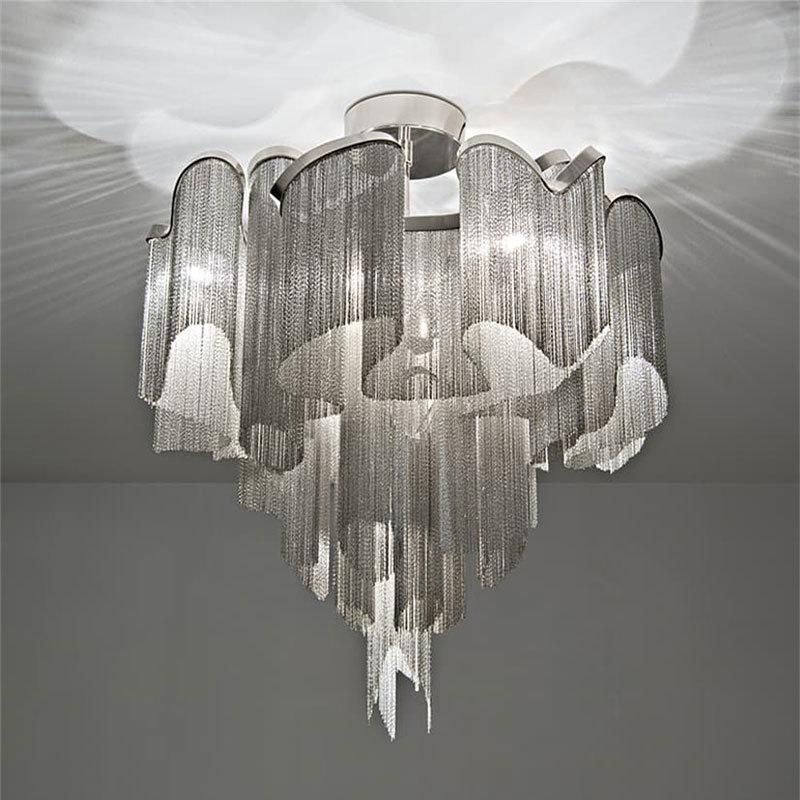 2022 Luxury Aluminum Pendant Light Gold Silver Chain Tassel Light Home Hotel Art Decorative LED Pendant Lamps