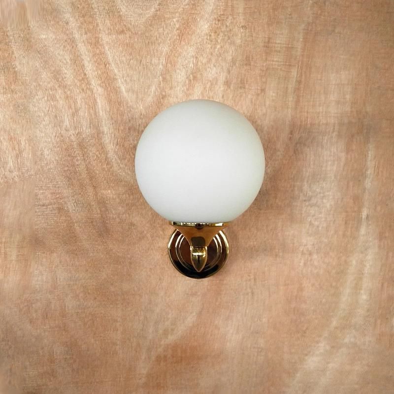 Gold Plating Metal Base and Glass Ball Shade Wall Lamp.