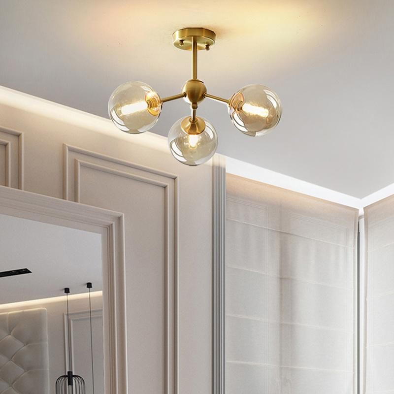 Nordic Bedroom Chandelier Restaurant Dining Room Post-Modern All Copper Pendant Lamp