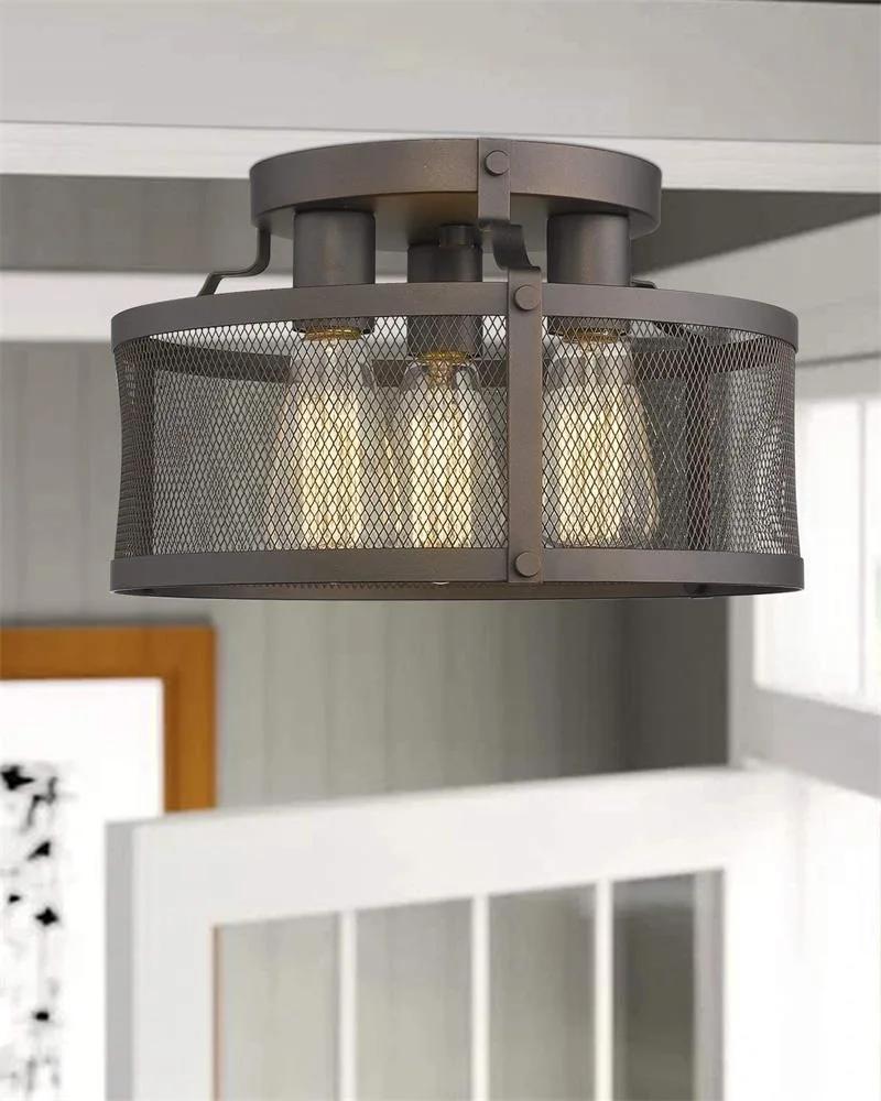 Nordic Retro Industrial Lighting Indoor Living Room Wrought Iron LED Ceiling Lamp