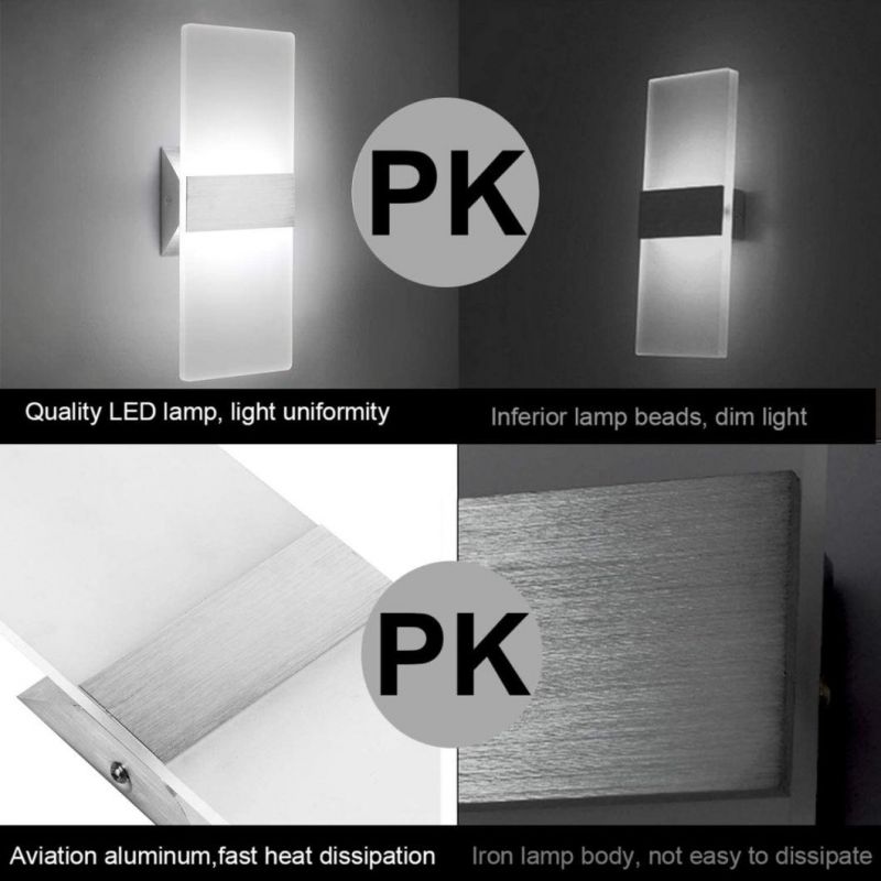 LED Wall Sconce Modern Wall Light Lamps 12W Cool White up and Down Indoor Acrylic Lighting Fixture Living Room Bedroom Hallway Conservatory Home Room Decor