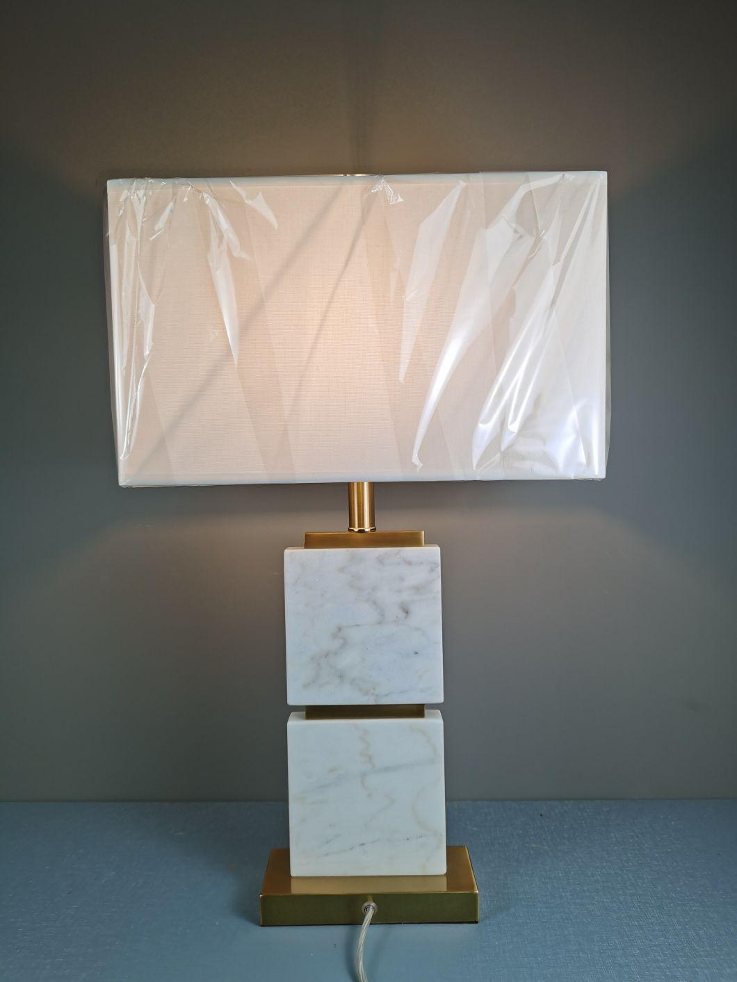 Simple Natural Marble Light Luxury Metal Villa Living Room Hotel Lobby Model Room Design Table Lamp