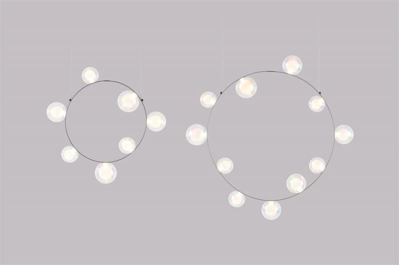 Nordic Simple Postmodern Style Milky White Glass Ball Brass Circle Chandelier for Dining Room