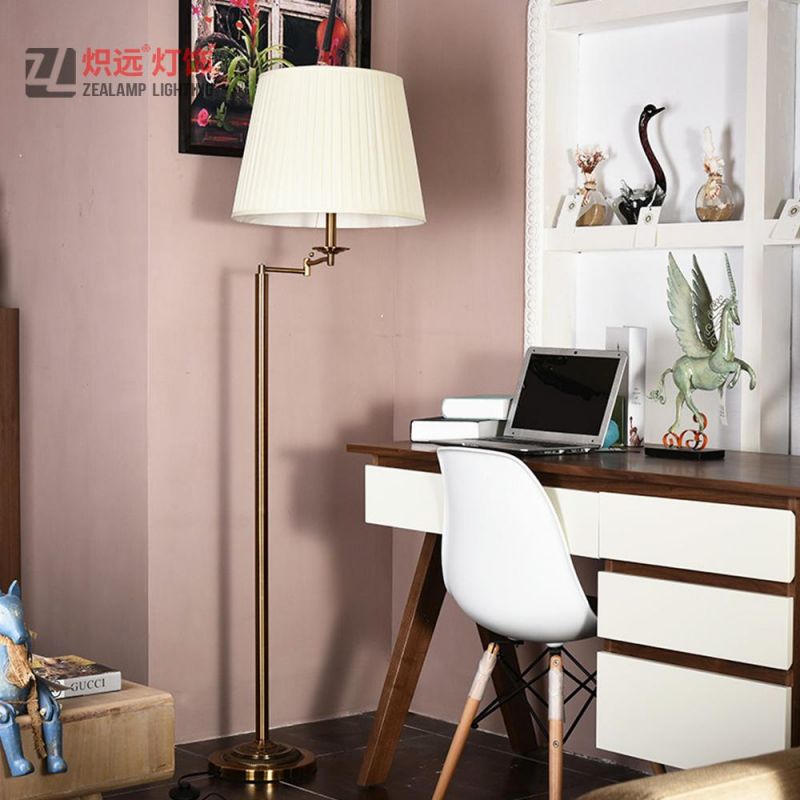 Fabric Roratable Floor Lamp Iron Standing Light Modern
