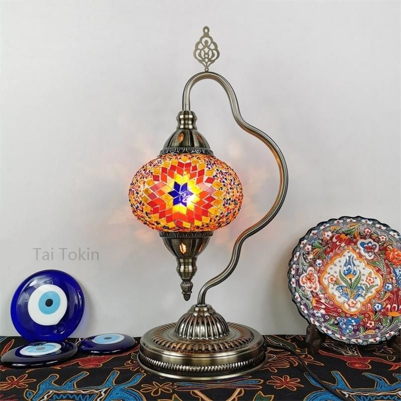 E14 Hand-Inlaid Glass Mosaic Bedroom Living Room Decorative Restaurant Table Light (WH-VTB-16)