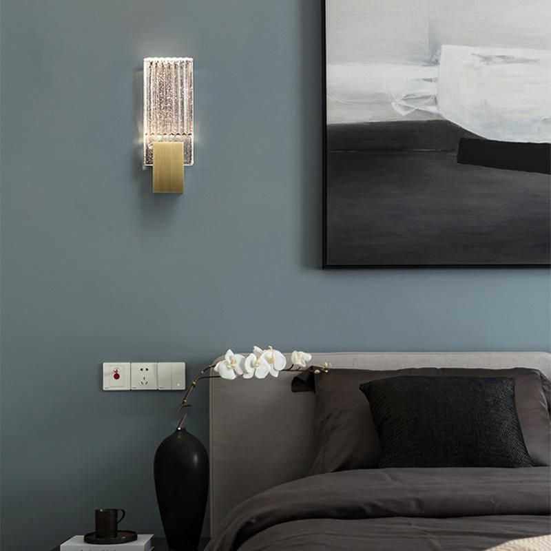 Living Room Crystal Bedside Lamp American Style Copper Bedroom Wall Lamp