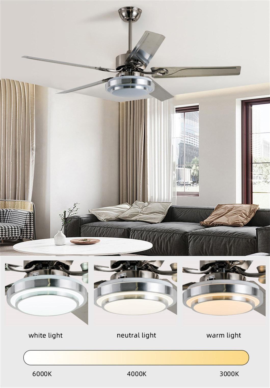 Factory Direct Save Energy 3 Speed Pure Copper Motor Modern Ceiling Fan with LED Light