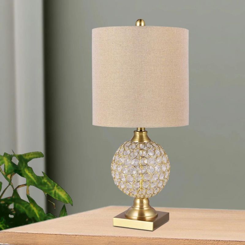 European Style with Golden Metal Crystal Table Lamp for Living Room Bedroom Romantic Bedside Lamp