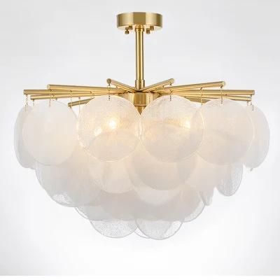 Flower Shape Design Crystal White Chandelier Pendant Lamp Living Room Lamp