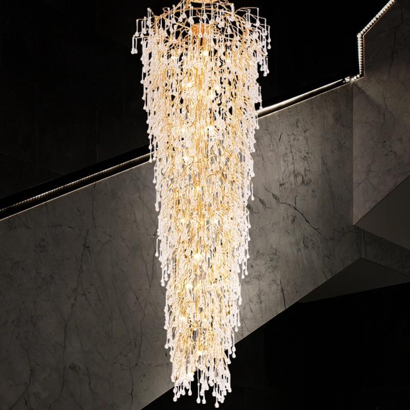 Villa Staircase Chandelier Revolving Staircase Light Crystal Large Chandelier