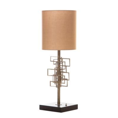 Indoor Square Metal Decoration Desk Lamp and Fabric Shade Table Lamp