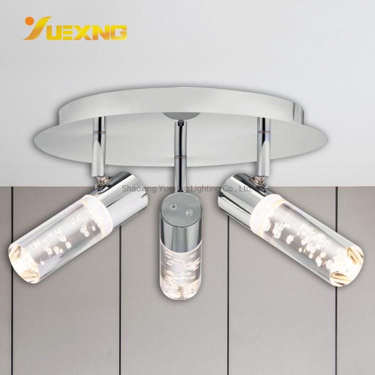 Luxury Bedroom Bathroom Ceiling Crystal Glass Acrylic 15W Chrome LED Light LED Wall Lamp