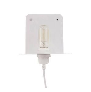 Bedside White Square Wall Light with E26 Lampholder with Plug Cord for