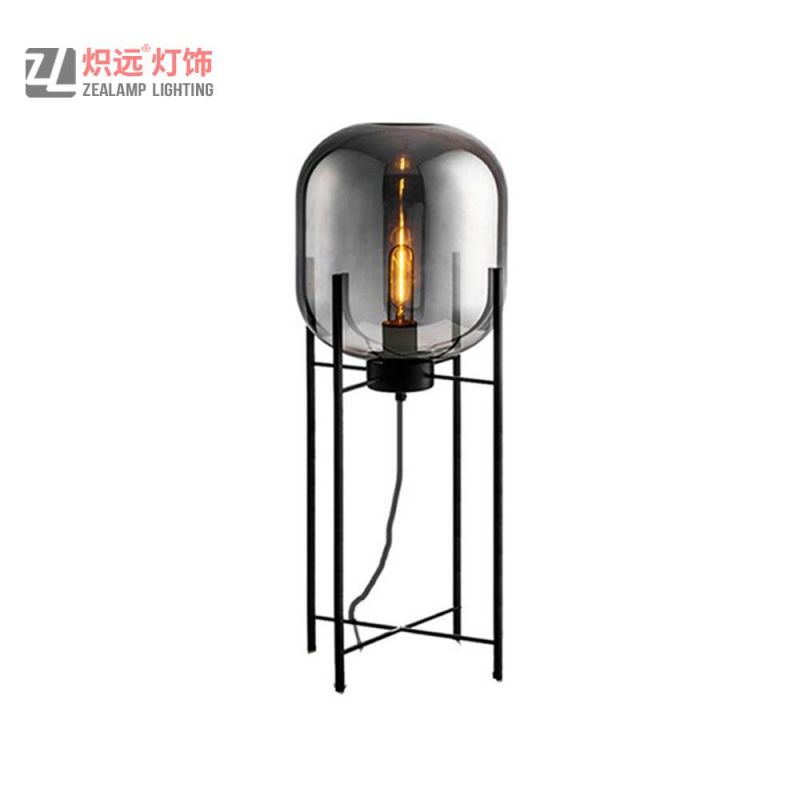 Glass Shade Four Supports Iron Standing Decorative Lamps for Residences