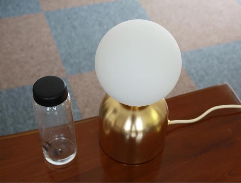 Brushed Brass Finish Metal Frame Home Glass Table Lamp