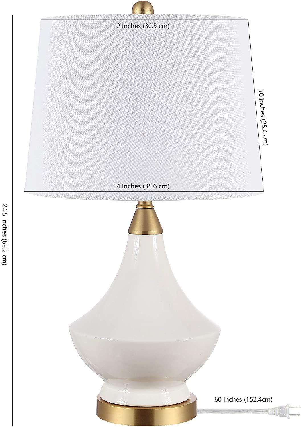Collection Marlowe White Glass Bedroom Living Room Home Office Desk Nightstand Table Lamp LED Lamp