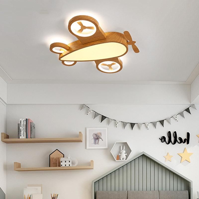 Wooden Cartoon Airplan Ceiling Light Nordic Japanese Kids Room Lamp (WH-WA-27)