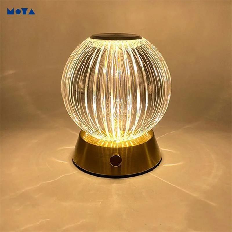 Ball LED Atmosphere Small Night Light Bar Charging USB Charging Touch LED Crystal Lamp Bedside Lamp