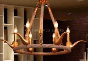 Phine Decorative Metal &amp; Rope Pendant Lamp Interior Lighting