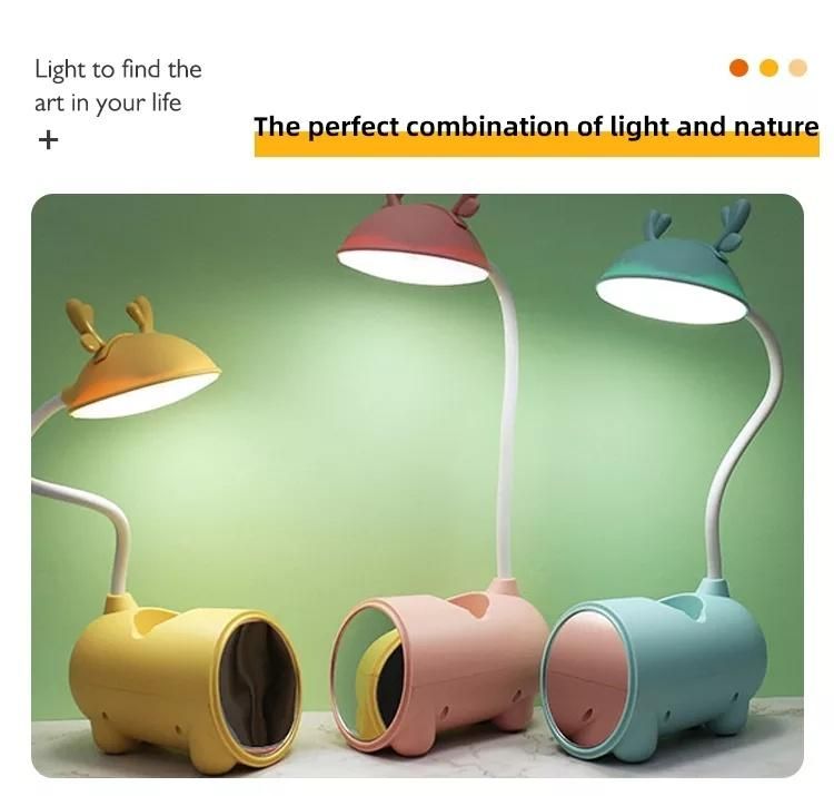 Lovely Modelling Pink Blue Yellow Color ABS Bedroom Dressing Table Mirror Mobile LED Night Light