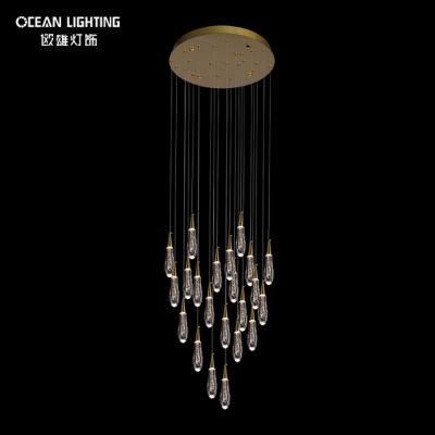 Long Water Drop Warm Lighting 3000K Metal Crystal 22*3W Chandelier