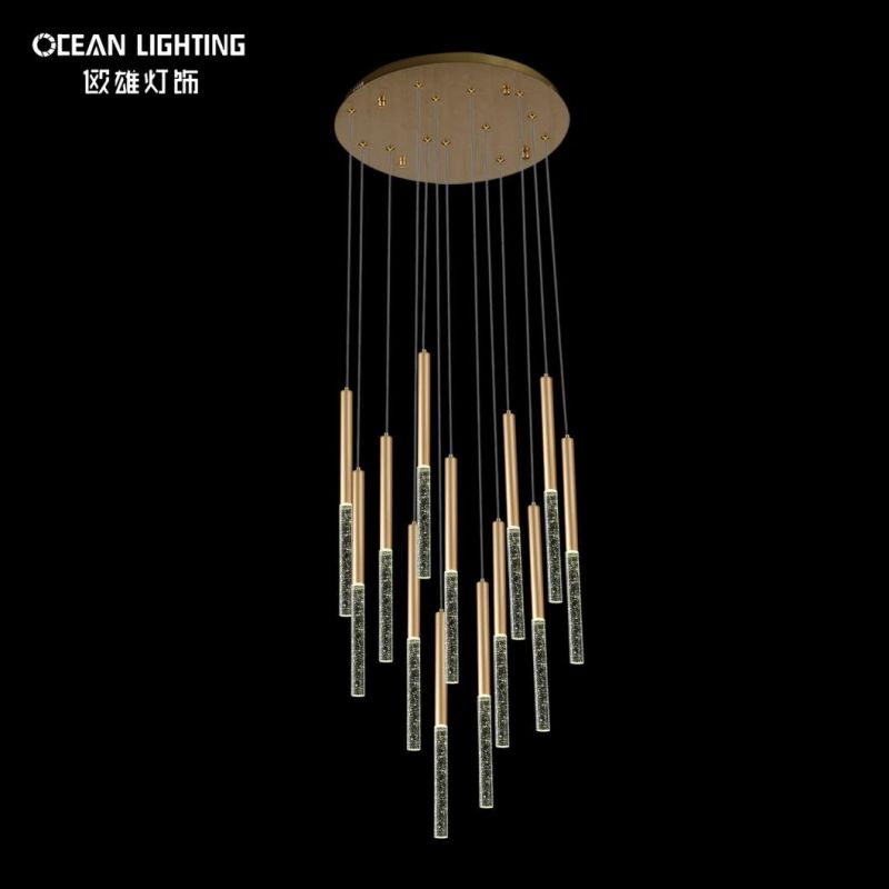 Indoor Cylinder Warm Lighting 3000K Metal Crystal 10*3W Chandelier