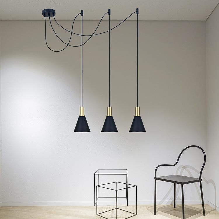 Mini Pendant Light Fixture for Kitchen Island, Black Hanging Chandelier Light Fixtures E27 Living Room Bedroom Bedside Adjustable Ceiling Light