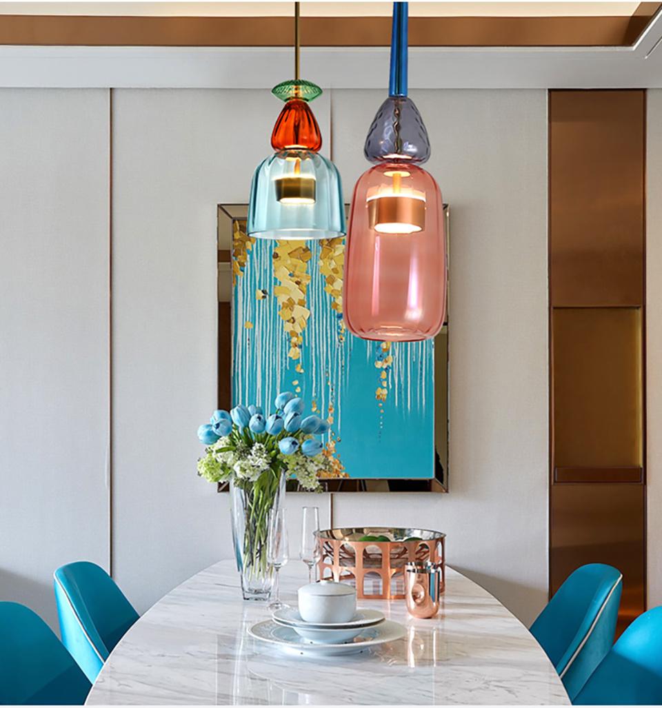 Nordic Colorful Pendant Lights Home Decorative Lighting Living Room Bedroom Indoor Glass Hanging Lamp (WH-GP-36)
