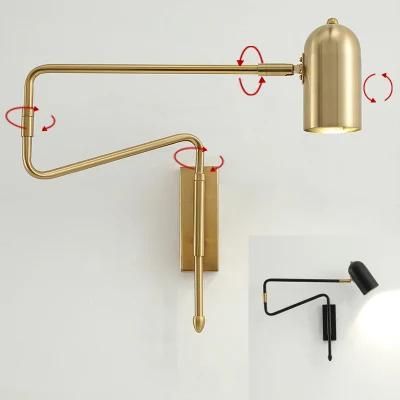 Nordic Modern LED Wall Lamps Angle Adjustable Bedroom Bedside Reading Lamp Living Room Decoration Study Iron Wall Light Fixtures
