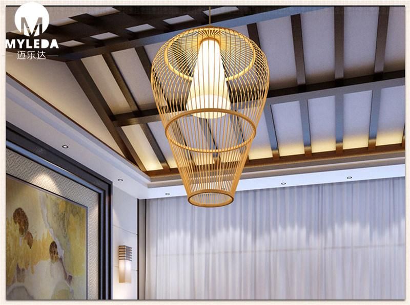 Bamboo Lantern Wood Decoration Hanging Light Fixture Chandelier